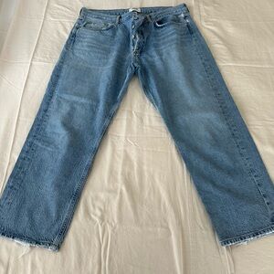 Agolde Mid Rise Blue Straight Leg Crop Jeans